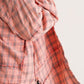 Exposed Seam Plaid Collared Neck Long Sleeve Shirt