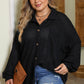 Plus Size Waffle Knit Button Up Collared Neck Shirt