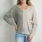 Contrast Color V-Neck Long Sleeve Pullover Sweater