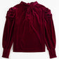 Mock Neck Puff Sleeve Velvet Blouse