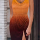 Slit Ruched Gradient Cami Dress