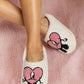 Melody Love Heart Print Plush Slippers