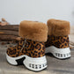 Side Zipper Leopard Platform Boots