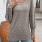 Decorative Button Round Neck Long Sleeve T-Shirt