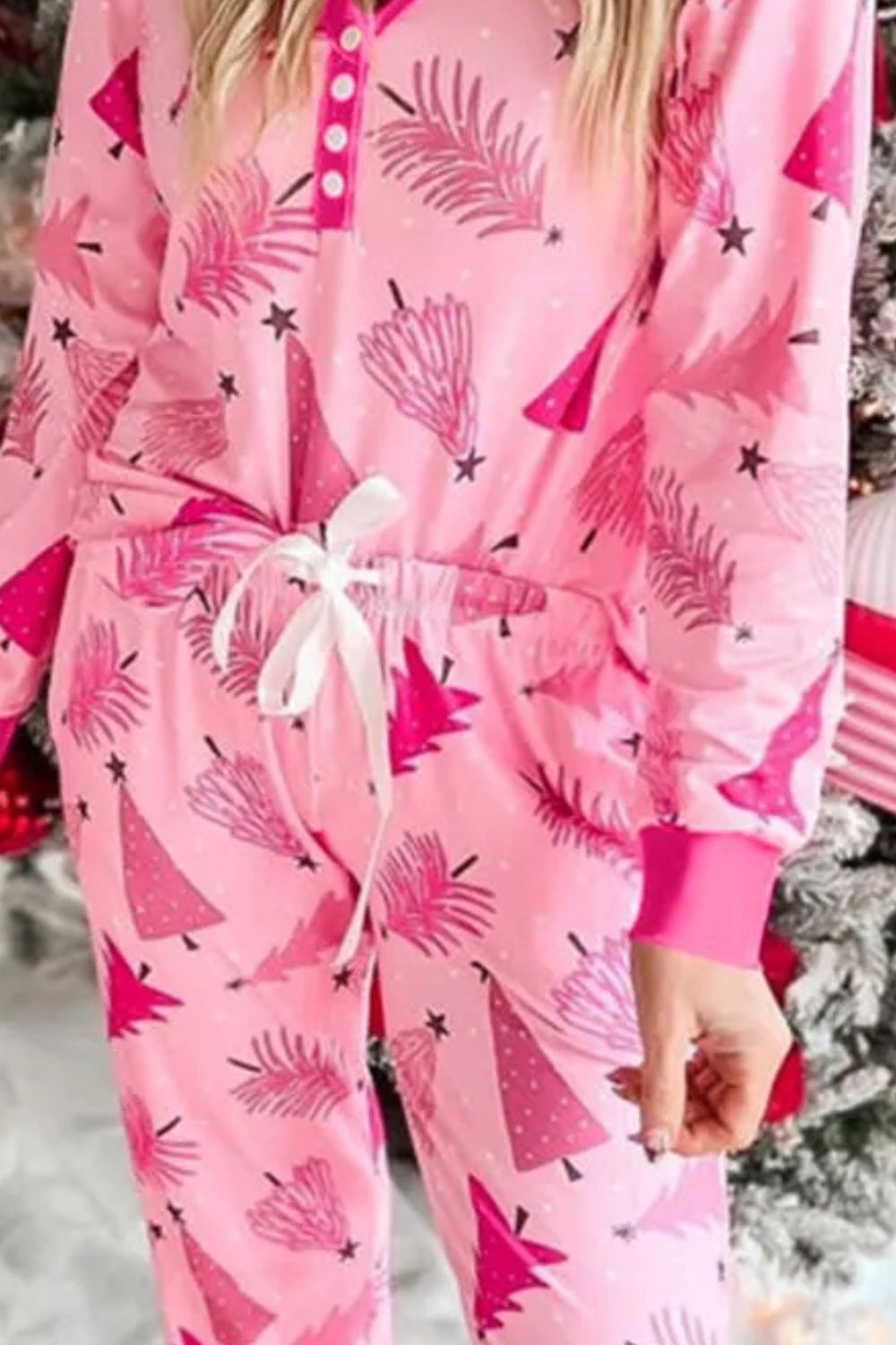 Pink Christmas Trees Pajama/Loungewear Set