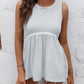 Striped Lace Trim Round Neck Tank