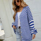 Striped Button Up Long Sleeve Cardigan