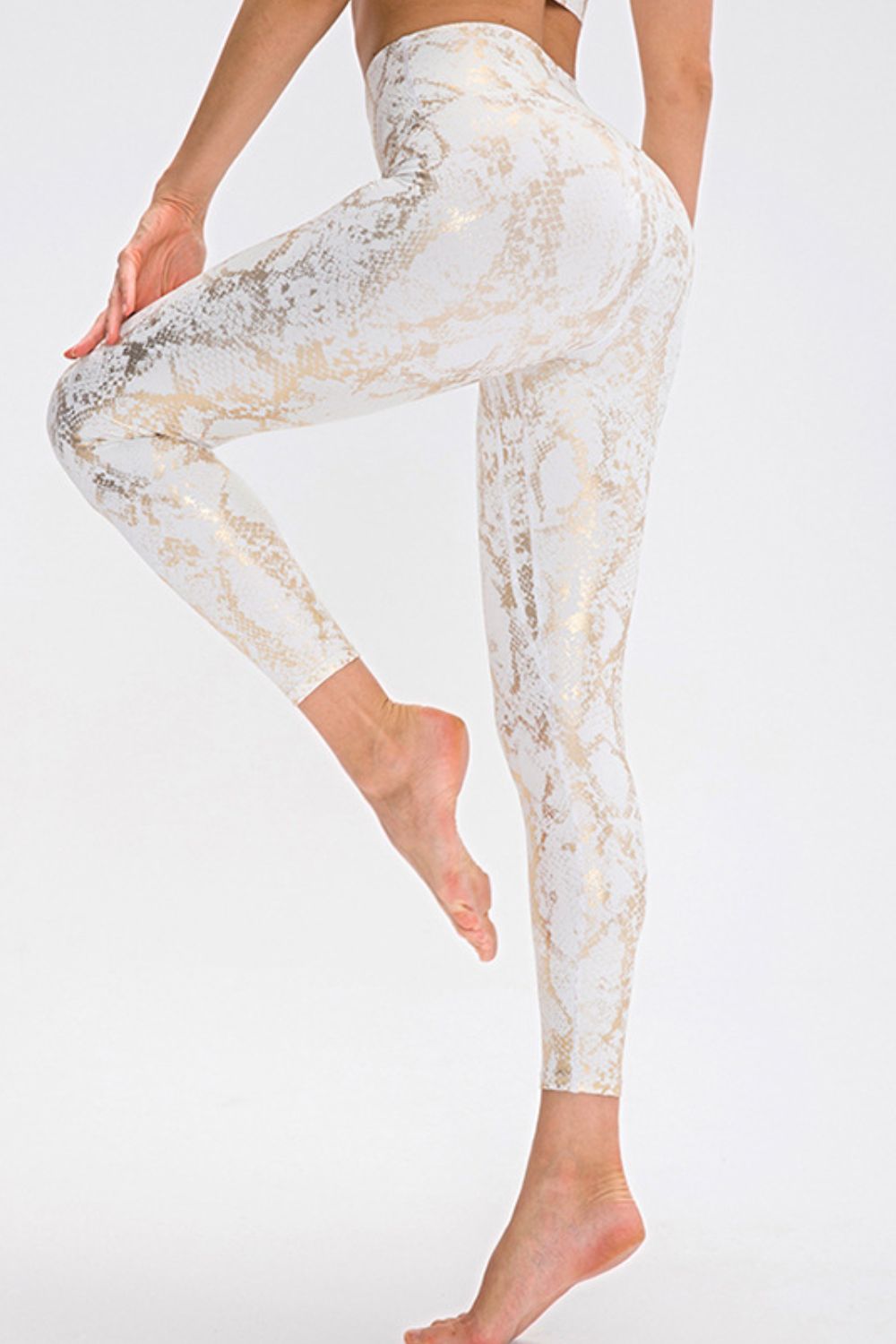 Snakeskin Slim Fit Wide Waistband Long Leggings