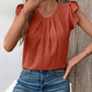 Ruched Round Neck Cap Sleeve Blouse