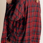 Exposed Seam Plaid Collared Neck Long Sleeve Shirt