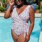 Marina West Swim Full Size Float On Ruffle Faux Wrap One-Piece in Roses Off-White