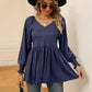 V-Neck Lantern Sleeve Blouse