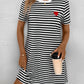 Striped Round Neck Short Sleeve Dress