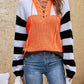 Color Block Tied Dropped Shoulder Sweater