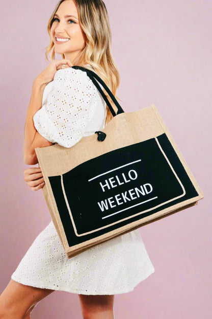 Hello Weekend tote bag