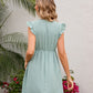 Swiss Dot Ruffled V-Neck Dress