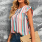 Multicolored Stripe Flutter Sleeve Blouse