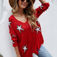 Star Pattern Distressed Sweater