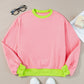 Contrast Round Neck Long Sleeve Sweatshirt