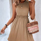 Frill Round Neck Sleeveless Mini Dress