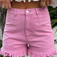 Raw Hem High Waist Denim Shorts