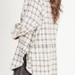 Exposed Seam Plaid Collared Neck Long Sleeve Shirt