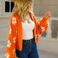 Floral Open Front Fuzzy Cardigan