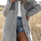 Collared Neck Long Sleeve Longline Teddy Jacket