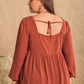 Plus Size Lace Detail Square Neck Long Sleeve Blouse