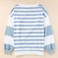 Football Striped Round Neck Long Sleeve Sweatshirt