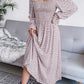 Smocked Square Neck Flounce Sleeve Dress