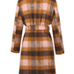 Tied Plaid Collared Neck Coat