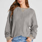 Waffle-Knit Long Sleeve Sweatshirt