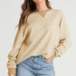 Waffle-Knit Long Sleeve Sweatshirt