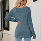 Square Neck Ribbed Long Sleeve T-Shirt