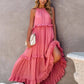 Ruffled Sleeveless Tiered Maxi Dress with Pockets