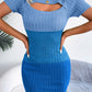 Color Block Cutout Short Sleeve Sweater Dress