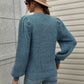 Woven Right Heathered Long Lantern Sleeve Rib-Knit Sweater