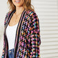 Full Size Multicolored Open Front Fringe Hem Cardigan