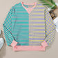 Contrast Striped Long Sleeve Sweatshirt