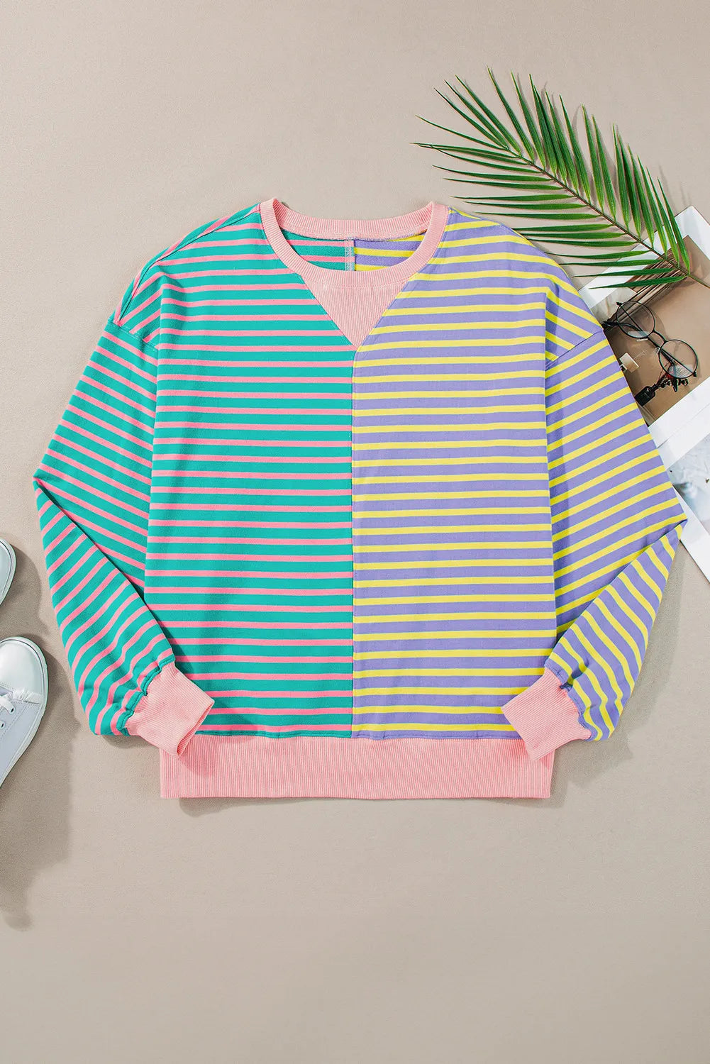 Contrast Striped Long Sleeve Sweatshirt