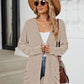 Pocketed Open Front Long Sleeve Cardigan