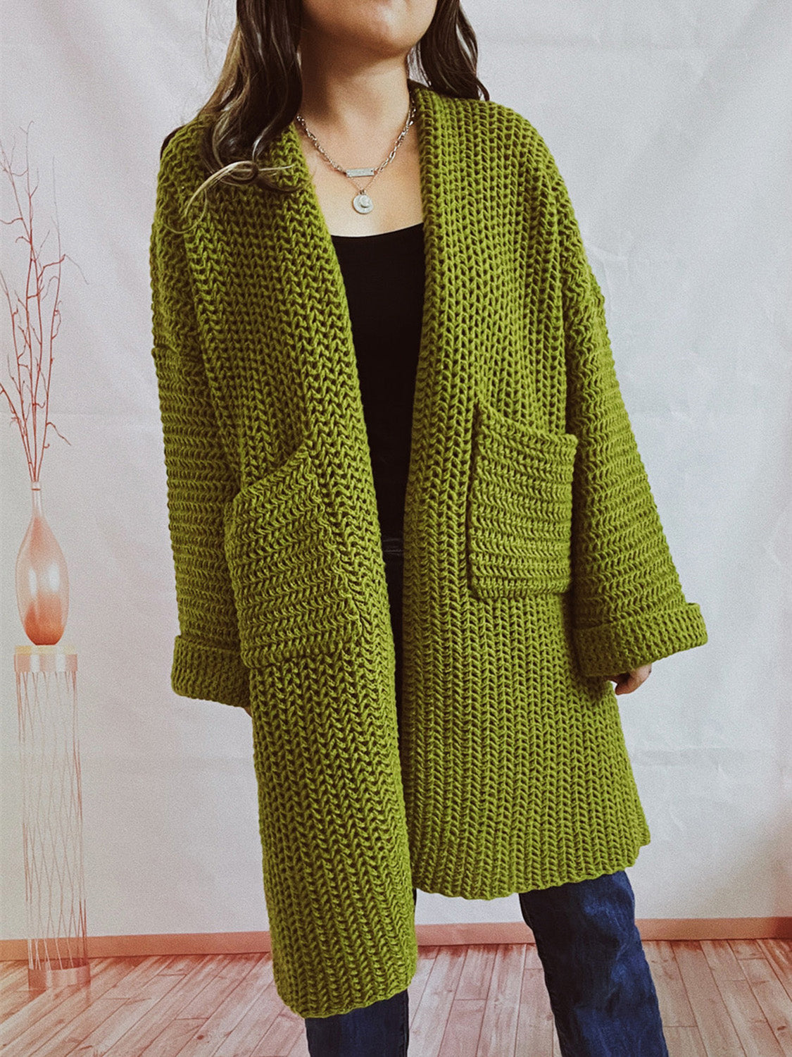 Open Front Cardigan with Pockets