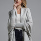 Dolman Sleeve Open Front Ribbed Trim Longline Cardigan