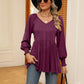 V-Neck Lantern Sleeve Blouse