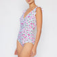 Marina West Swim Full Size Float On Ruffle Faux Wrap One-Piece in Roses Off-White