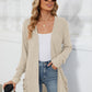 Pocketed Open Front Long Sleeve Cardigan