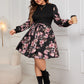 Plus Size Tied Printed Long Sleeve Dress