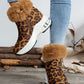 Side Zipper Leopard Platform Boots