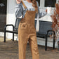 Wide Strap Buttoned Straight Overalls